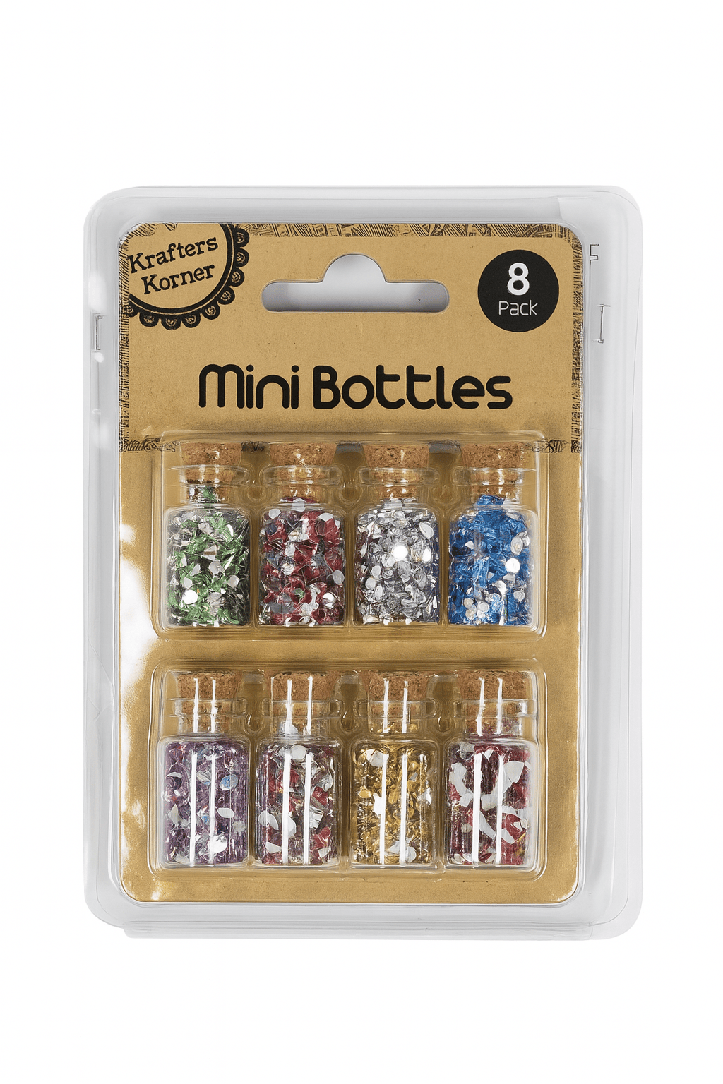 Alona.com.au Shapes 8x Mini Full Clear Glass Bottle Cork Top Bead Tiny Craft Jars Sequins Bottles