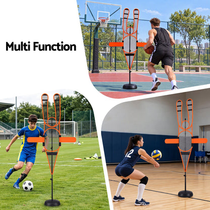 Alona.com.au Sports & Fitness > Ball Sports > Basketball & Basketball Accessories Basketball Defender Dummy 155-275cm Adjustable Shooting Passing Training Mannequin Black Orange