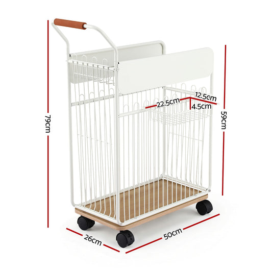 Alona.com.au Sports & Fitness > Ball Sports > Basketball & Basketball Accessories Everfit Yoga Mat Storage Rack Mobile Holder with Wheels Basket Home Gym Storage Organizer White