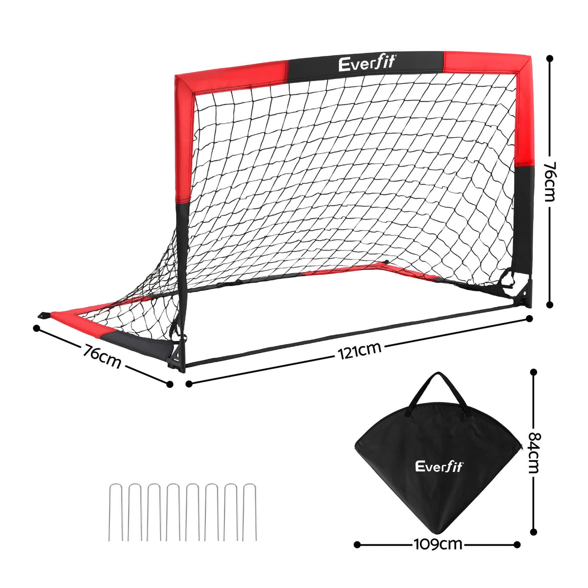 Alona.com.au Sports & Fitness > Ball Sports > Soccer & Soccer Accessories Everfit Pop Up Soccer Goal Nets Heavy Duty Portable Kids Training Set 2 Pcs Red