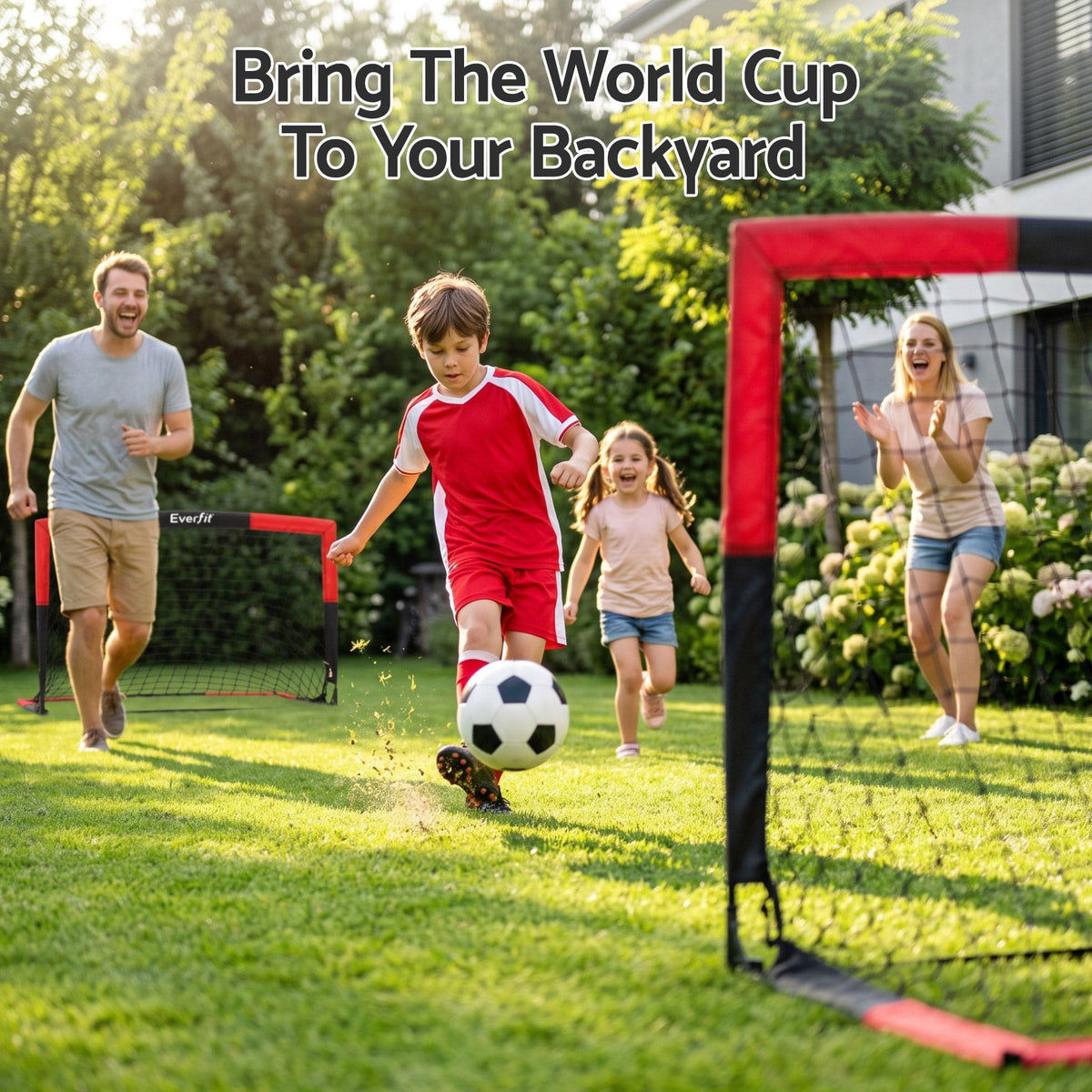 Alona.com.au Sports & Fitness > Ball Sports > Soccer & Soccer Accessories Everfit Pop Up Soccer Goal Nets Heavy Duty Portable Kids Training Set 2 Pcs Red