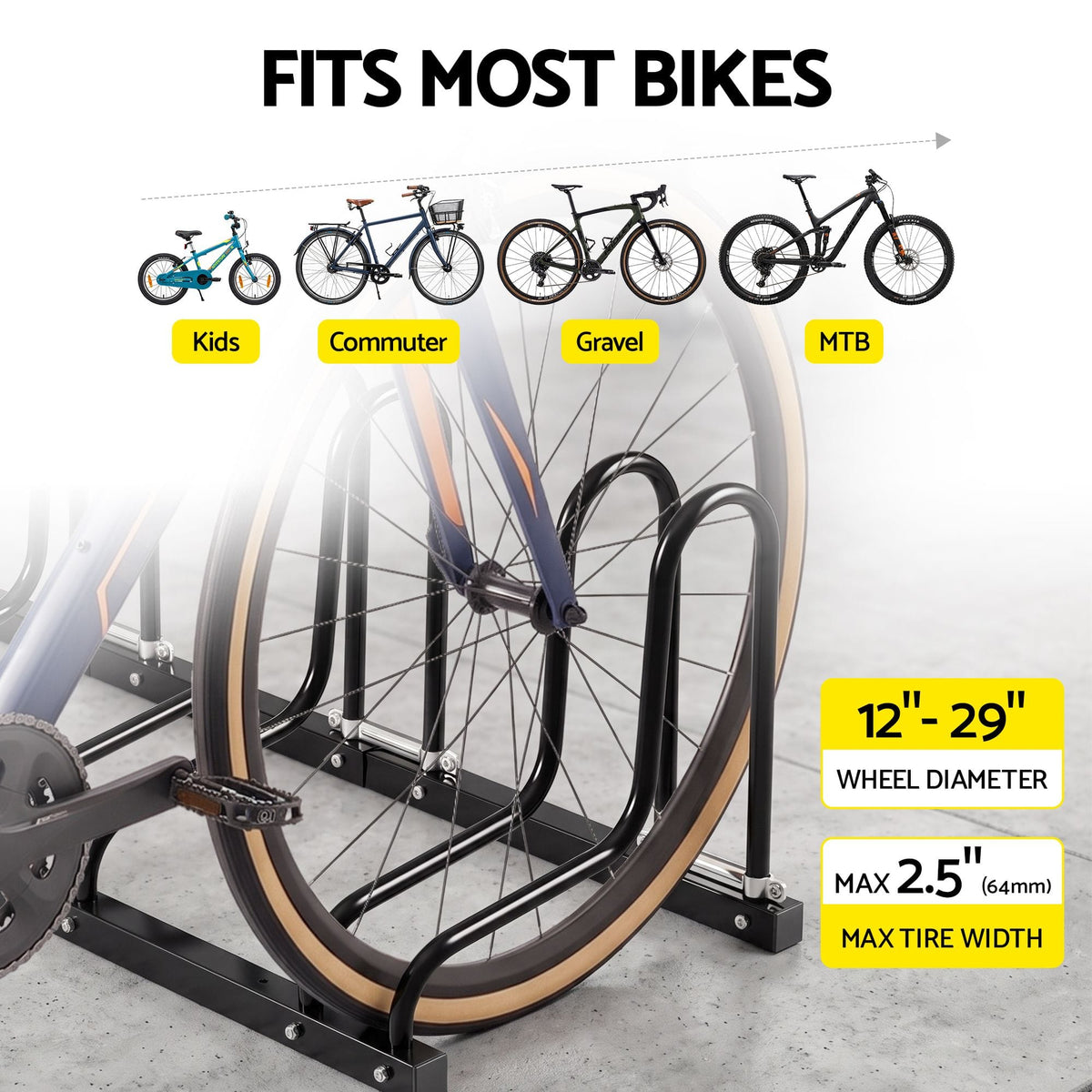 Alona.com.au Sports & Fitness > Bikes & Accessories > Bicycle Stands & Storage Weisshorn 3 Bike Floor Stand Rack Fits 20"-29" MTB Tires for Garage Storage