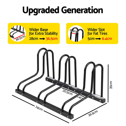 Alona.com.au Sports & Fitness > Bikes & Accessories > Bicycle Stands & Storage Weisshorn 3 Bike Floor Stand Rack Fits 20"-29" MTB Tires for Garage Storage