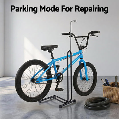 Alona.com.au Sports & Fitness > Bikes & Accessories > Bicycle Stands & Storage Weisshorn 4-in-1 Bike Parking Stand Vertical Floor Storage Rack for 24"-27.5" Bicycles, Adjustable Height Repair Maintenance Stand, Stable Indoor Garage Space Saver with Non-slip Rubber Feet