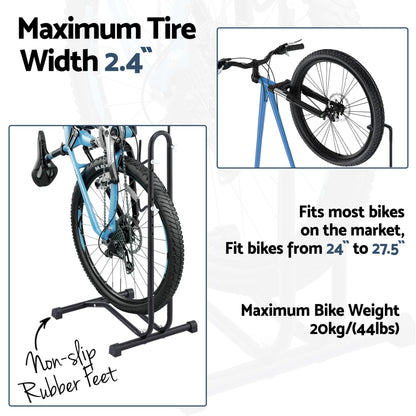 Alona.com.au Sports & Fitness > Bikes & Accessories > Bicycle Stands & Storage Weisshorn 4-in-1 Bike Parking Stand Vertical Floor Storage Rack for 24"-27.5" Bicycles, Adjustable Height Repair Maintenance Stand, Stable Indoor Garage Space Saver with Non-slip Rubber Feet