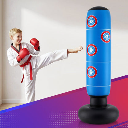 Alona.com.au Sports & Fitness > Exercise, Gym & Fitness > Boxing & Martial Arts Everfit Freestanding Punching Bag Boxing Stand Inflatable Fitness 164cm Blue