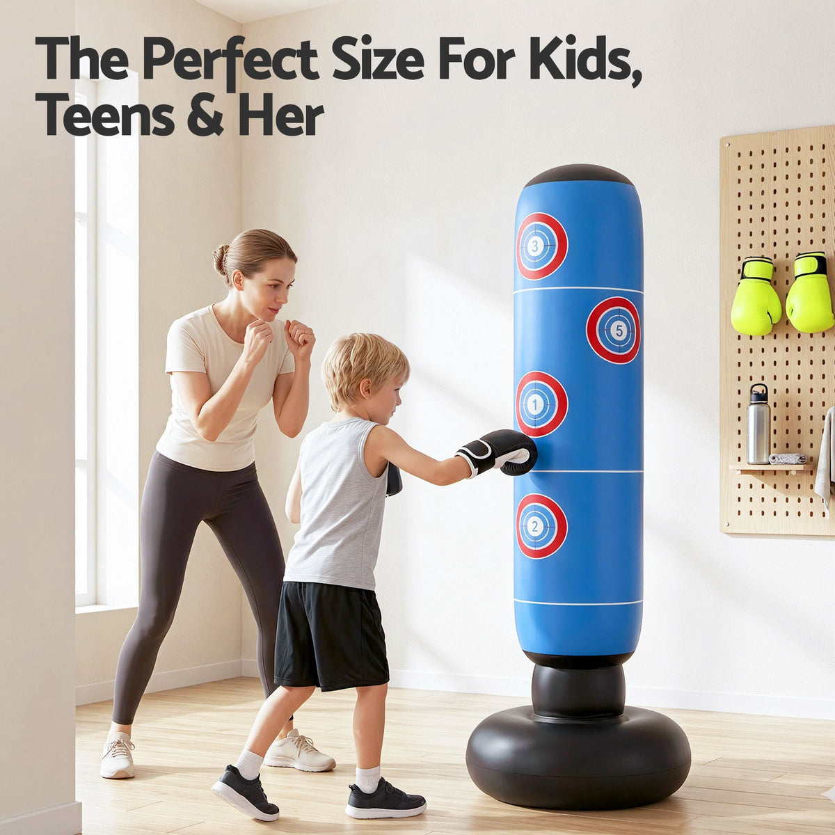 Alona.com.au Sports & Fitness > Exercise, Gym & Fitness > Boxing & Martial Arts Everfit Freestanding Punching Bag Boxing Stand Inflatable Fitness 164cm Blue