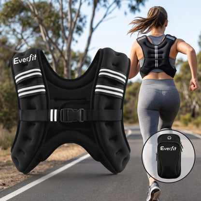 Alona.com.au Sports & Fitness > Exercise, Gym & Fitness > Gym Equipment & Accessories Everfit 3kg Weighted Vest Men Women, Reflective Running Vest with Armband Pouch