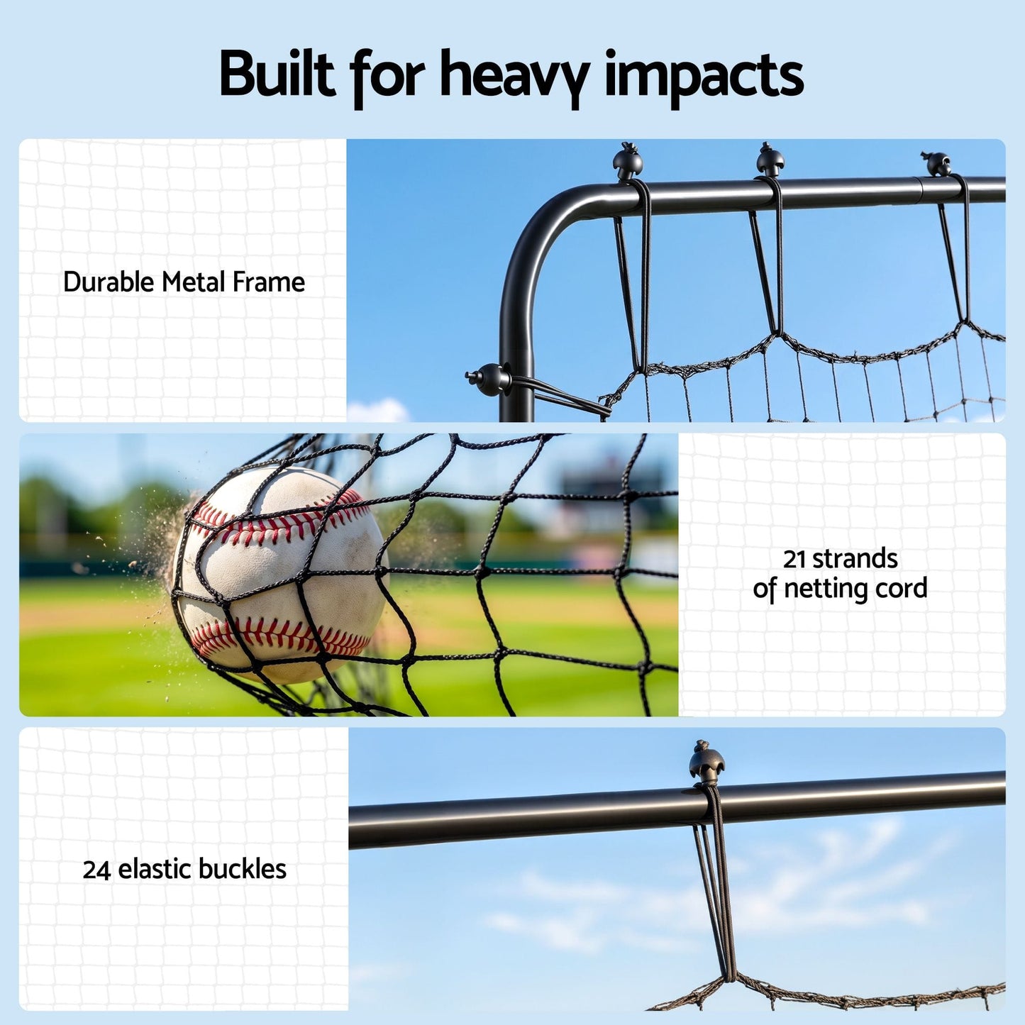 Alona.com.au Sports & Fitness > Exercise, Gym & Fitness > Gym Equipment & Accessories Everfit Baseball Rebounder Net Pitching Practice Target Screen 143cm