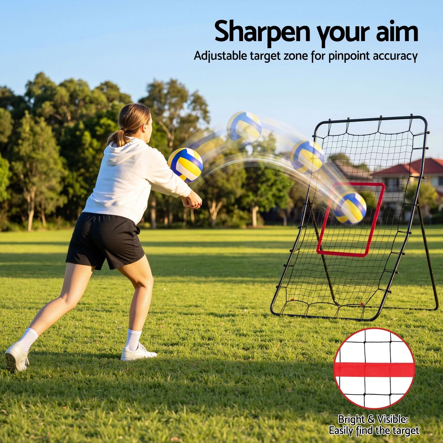 Alona.com.au Sports & Fitness > Exercise, Gym & Fitness > Gym Equipment & Accessories Everfit Baseball Rebounder Net Pitching Practice Target Screen 143cm