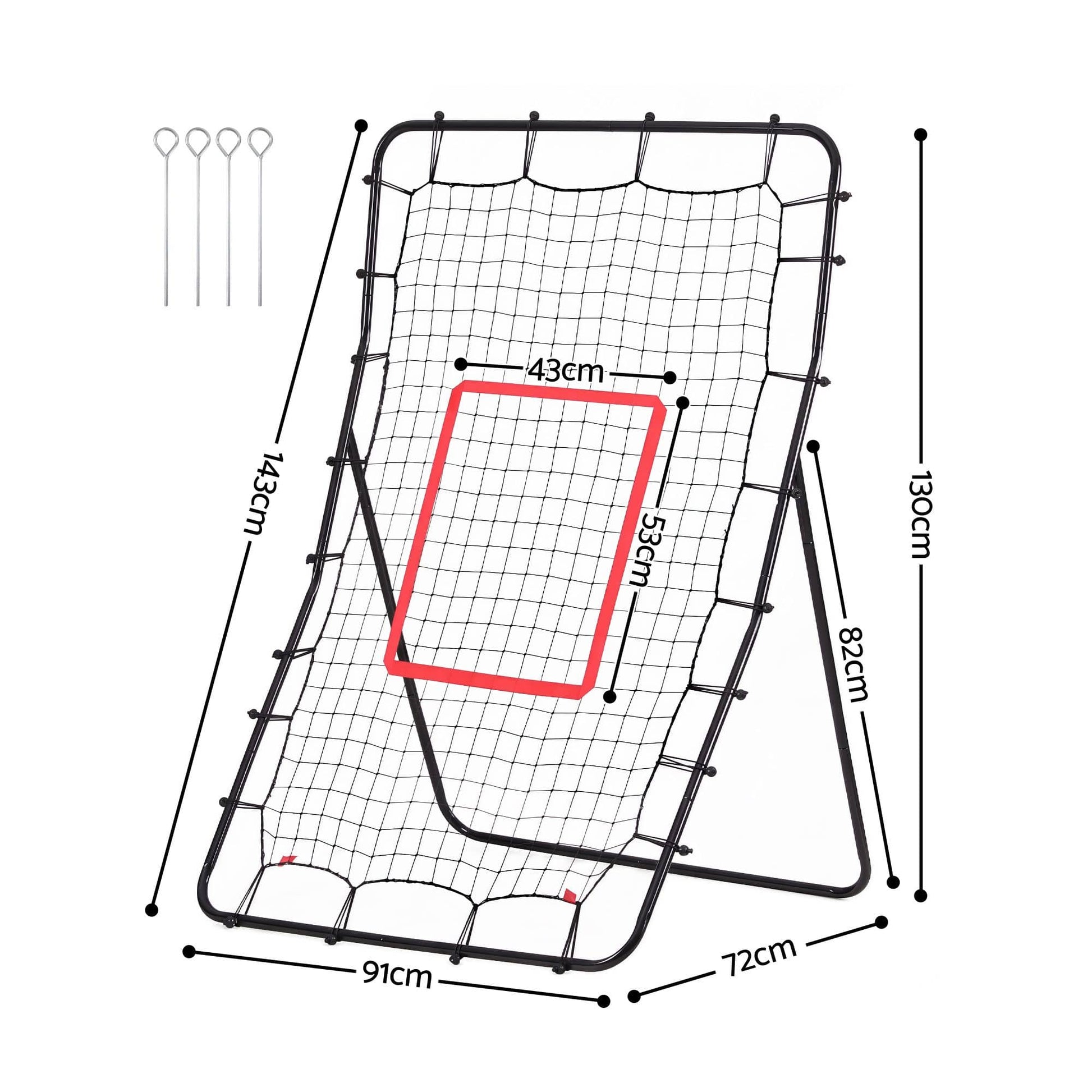 Alona.com.au Sports & Fitness > Exercise, Gym & Fitness > Gym Equipment & Accessories Everfit Baseball Rebounder Net Pitching Practice Target Screen 143cm
