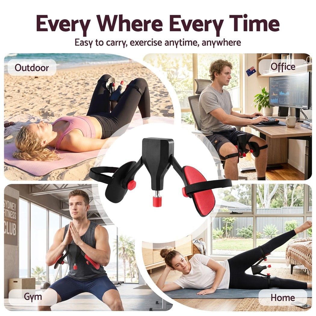 Alona.com.au Sports & Fitness > Exercise, Gym & Fitness > Gym Equipment & Accessories Everfit Pelvic Floor Exerciser Inner Thigh Kegel Trainer 35KG 360 Adjustable Men Women Black & Red