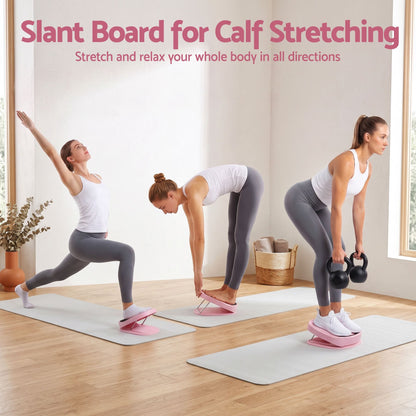 Alona.com.au Sports & Fitness > Exercise, Gym & Fitness > Gym Equipment & Accessories Everfit Slant Board, Balance Board, 14-Level Adjustable Incline Calf Stretcher for Stretching, Squats and Home Fitness Pink