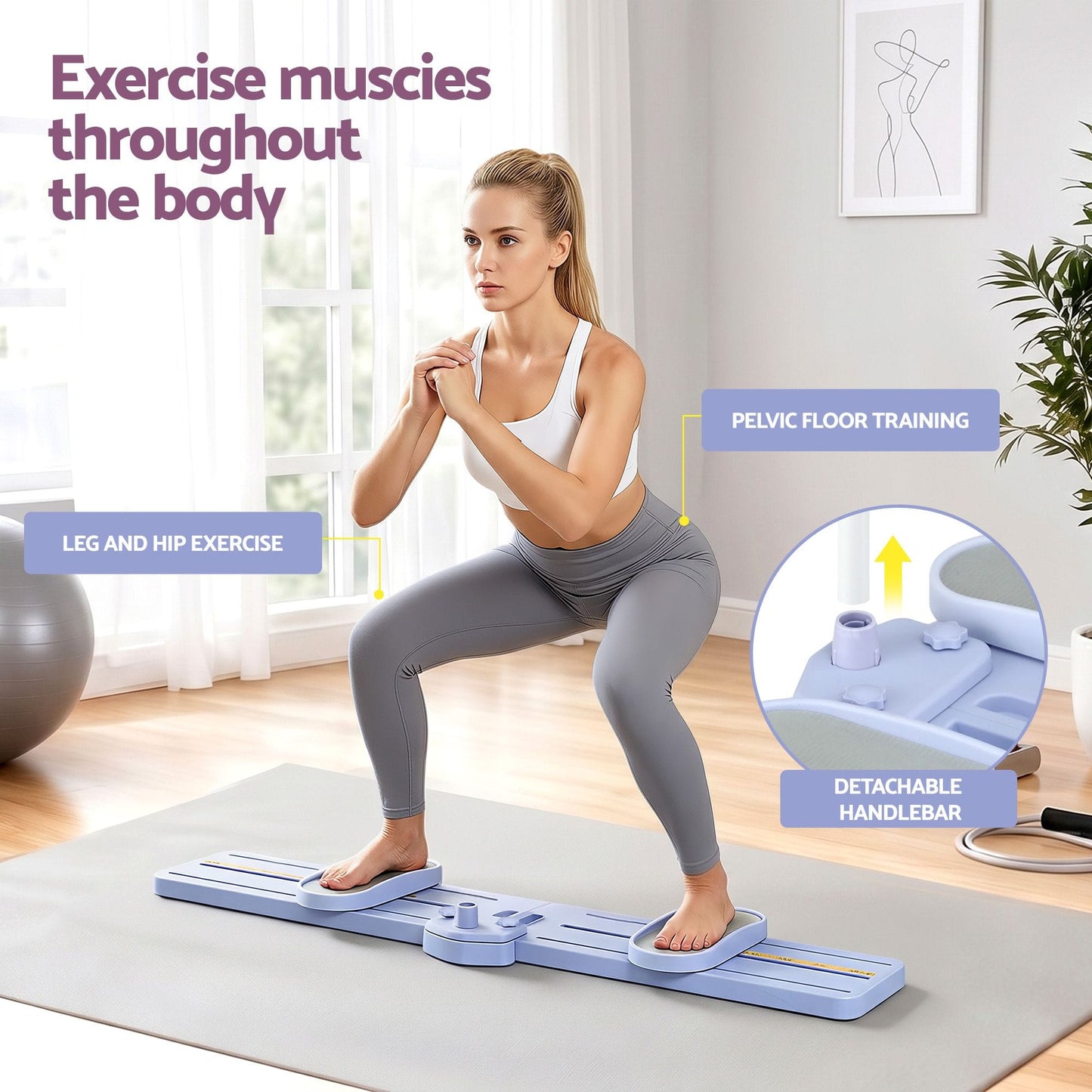 Alona.com.au Sports & Fitness > Exercise, Gym & Fitness > Gym Equipment & Accessories Everfit Thigh Hip Exerciser Home Ski Leg Trainer Machine Fitness Cardio Foldable