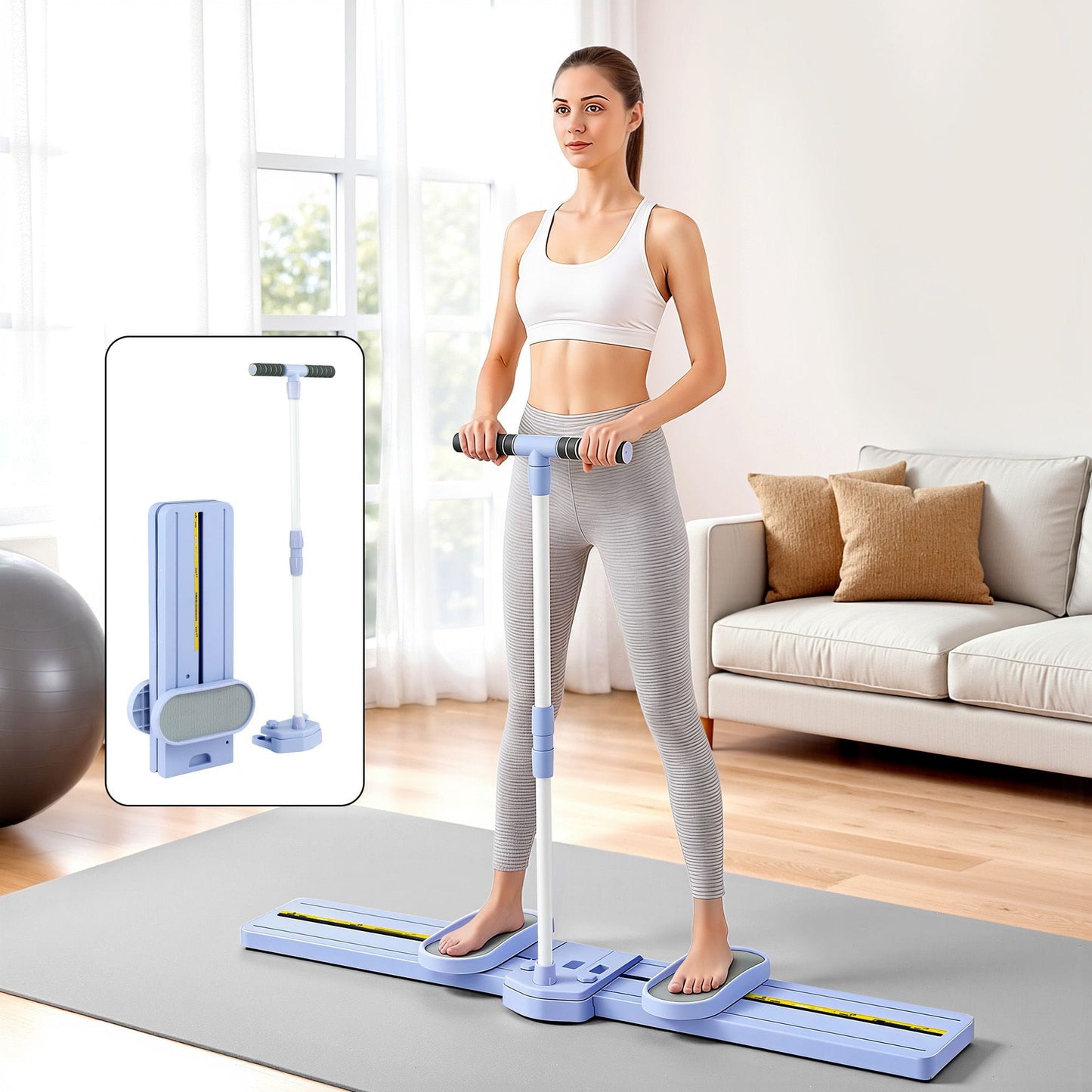 Alona.com.au Sports & Fitness > Exercise, Gym & Fitness > Gym Equipment & Accessories Everfit Thigh Hip Exerciser Home Ski Leg Trainer Machine Fitness Cardio Foldable