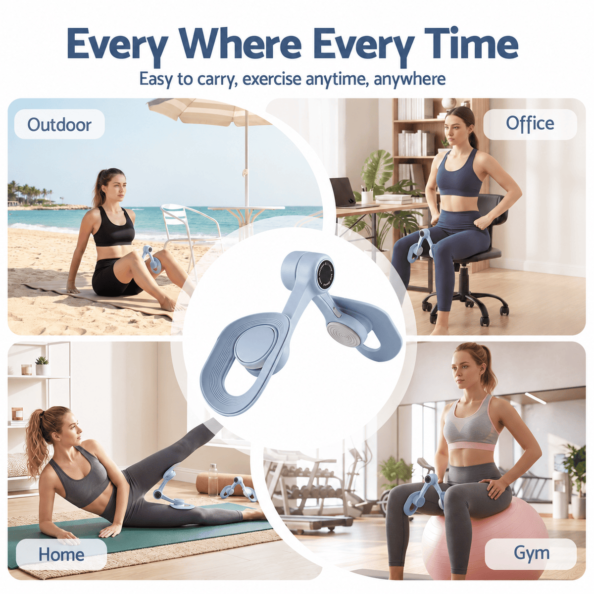Alona.com.au Sports & Fitness > Exercise, Gym & Fitness > Gym Equipment & Accessories Everfit Thigh Master Pelvic Floor Muscle Exercise Trainer Devices for Women Blue
