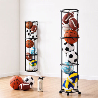 Alona.com.au Sports & Fitness > Exercise, Gym & Fitness > Gym Equipment & Accessories Everfit Vertical Ball Storage Rack with Wheels Sports Equipment Organiser