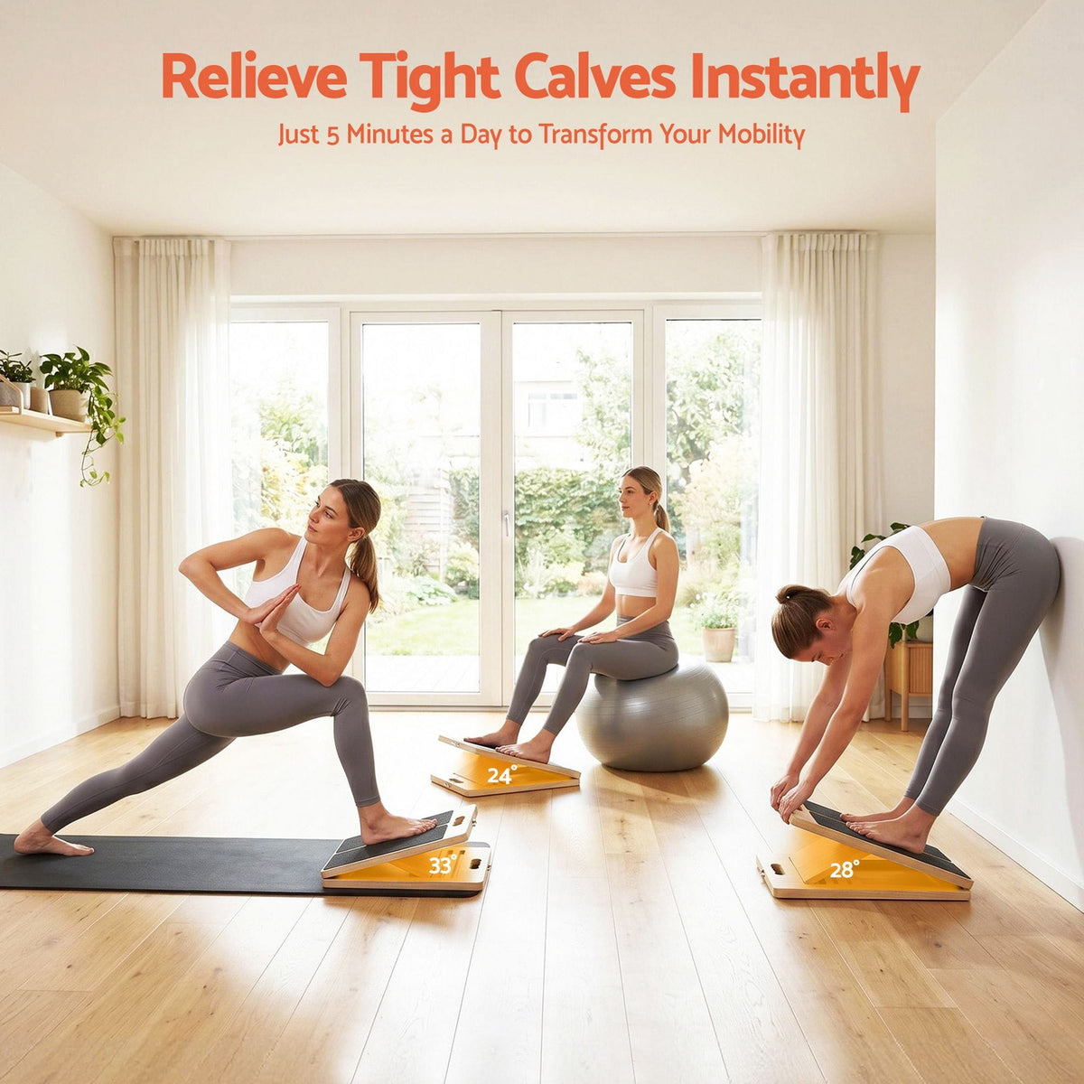 Alona.com.au Sports & Fitness > Exercise, Gym & Fitness > Gym Equipment & Accessories Everfit Wooden Slant Board for Squat & Calf Stretch 5 Angle Foldable Home Gym