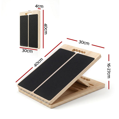 Alona.com.au Sports & Fitness > Exercise, Gym & Fitness > Gym Equipment & Accessories Everfit Wooden Slant Board for Squat & Calf Stretch 5 Angle Foldable Home Gym