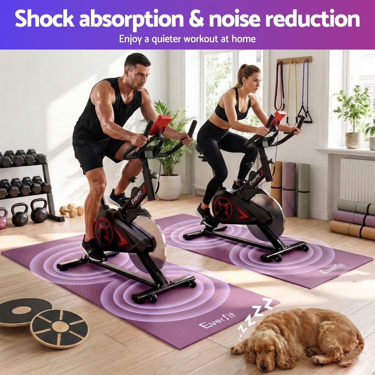 Alona.com.au Sports & Fitness > Exercise, Gym & Fitness > Gym Mats Everfit Exercise Equipment Mat 1.8M Treadmill Floor Rug Home Gym Fitness Purple