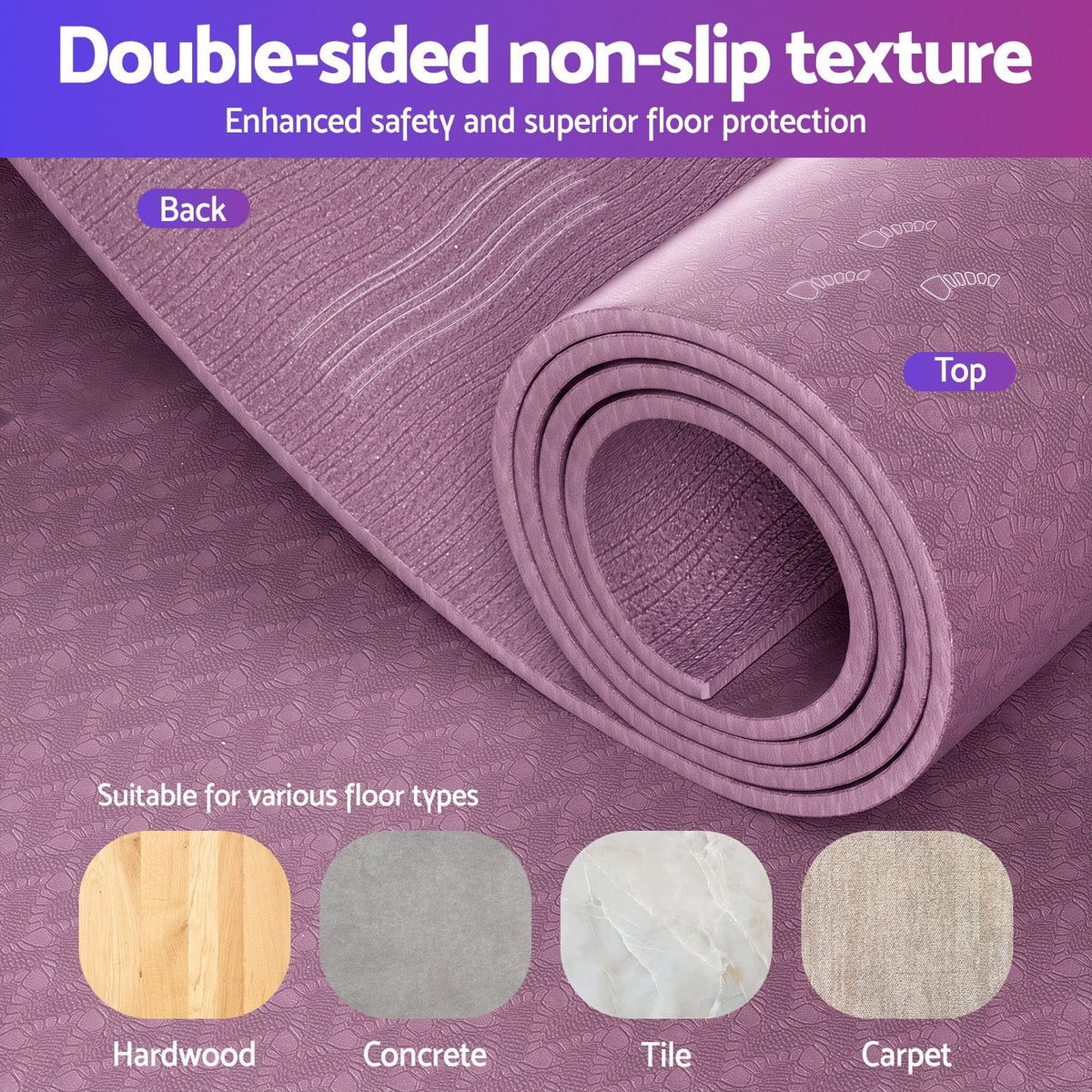 Alona.com.au Sports & Fitness > Exercise, Gym & Fitness > Gym Mats Everfit Exercise Equipment Mat 1.8M Treadmill Floor Rug Home Gym Fitness Purple