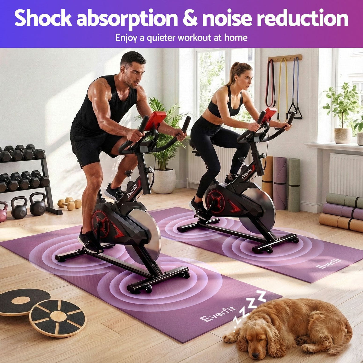 Alona.com.au Sports & Fitness > Exercise, Gym & Fitness > Gym Mats Everfit Exercise Equipment Mat 2M Treadmill Floor Rug Home Gym Fitness Purple