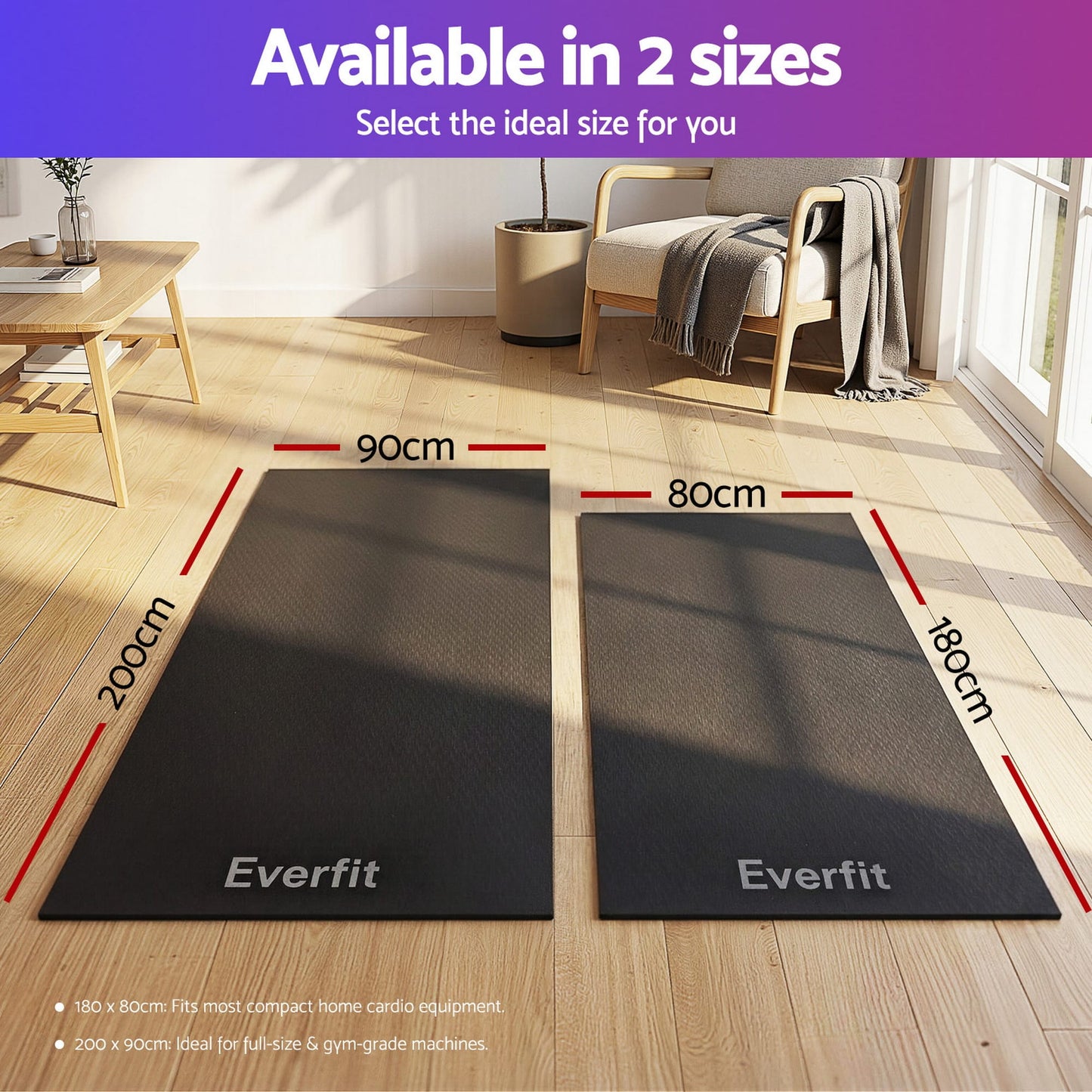 Alona.com.au Sports & Fitness > Exercise, Gym & Fitness > Gym Mats Everfit Exercise Equipment Mat Treadmill Floor Rug Home Gym Bike Fitness Yoga 2M