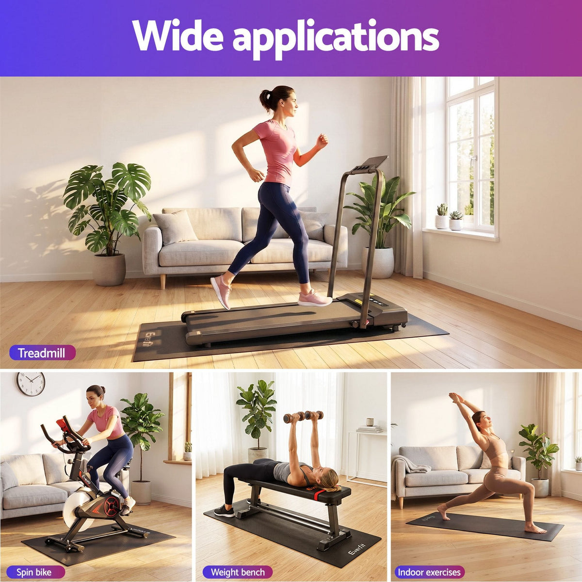 Alona.com.au Sports & Fitness > Exercise, Gym & Fitness > Gym Mats Everfit Exercise Equipment Mat Treadmill Floor Rug Home Gym Fitness Yoga 1.5M