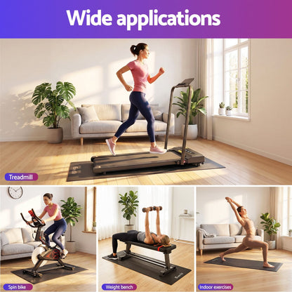 Alona.com.au Sports & Fitness > Exercise, Gym & Fitness > Gym Mats Everfit Exercise Equipment Mat Treadmill Floor Rug Home Gym Fitness Yoga 1.5M