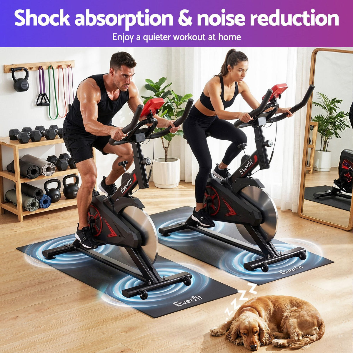 Alona.com.au Sports & Fitness > Exercise, Gym & Fitness > Gym Mats Everfit Exercise Equipment Mat Treadmill Floor Rug Home Gym Fitness Yoga 1.5M