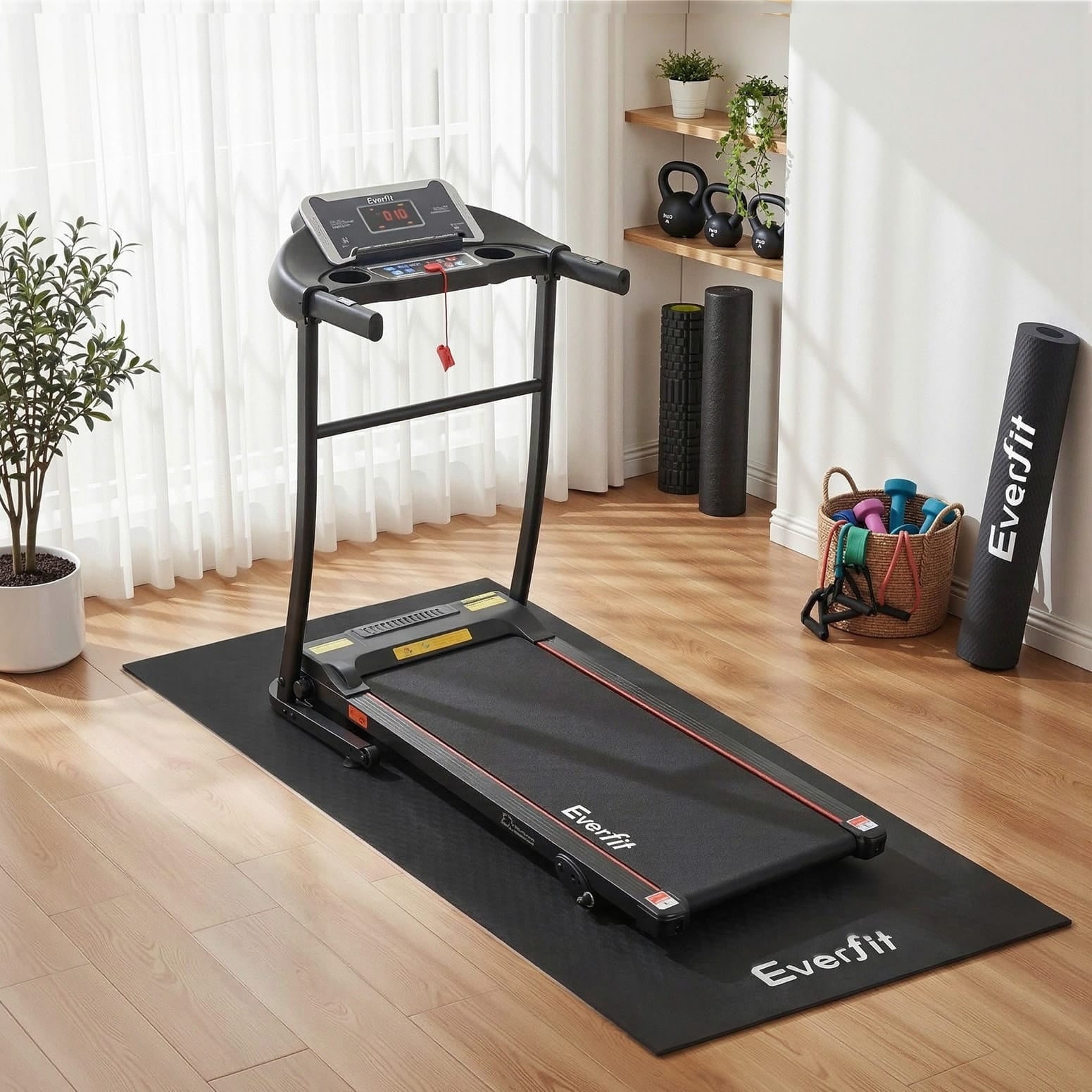 Alona.com.au Sports & Fitness > Exercise, Gym & Fitness > Gym Mats Everfit Exercise Equipment Mat Treadmill Floor Rug Home Gym Fitness Yoga 1.8M