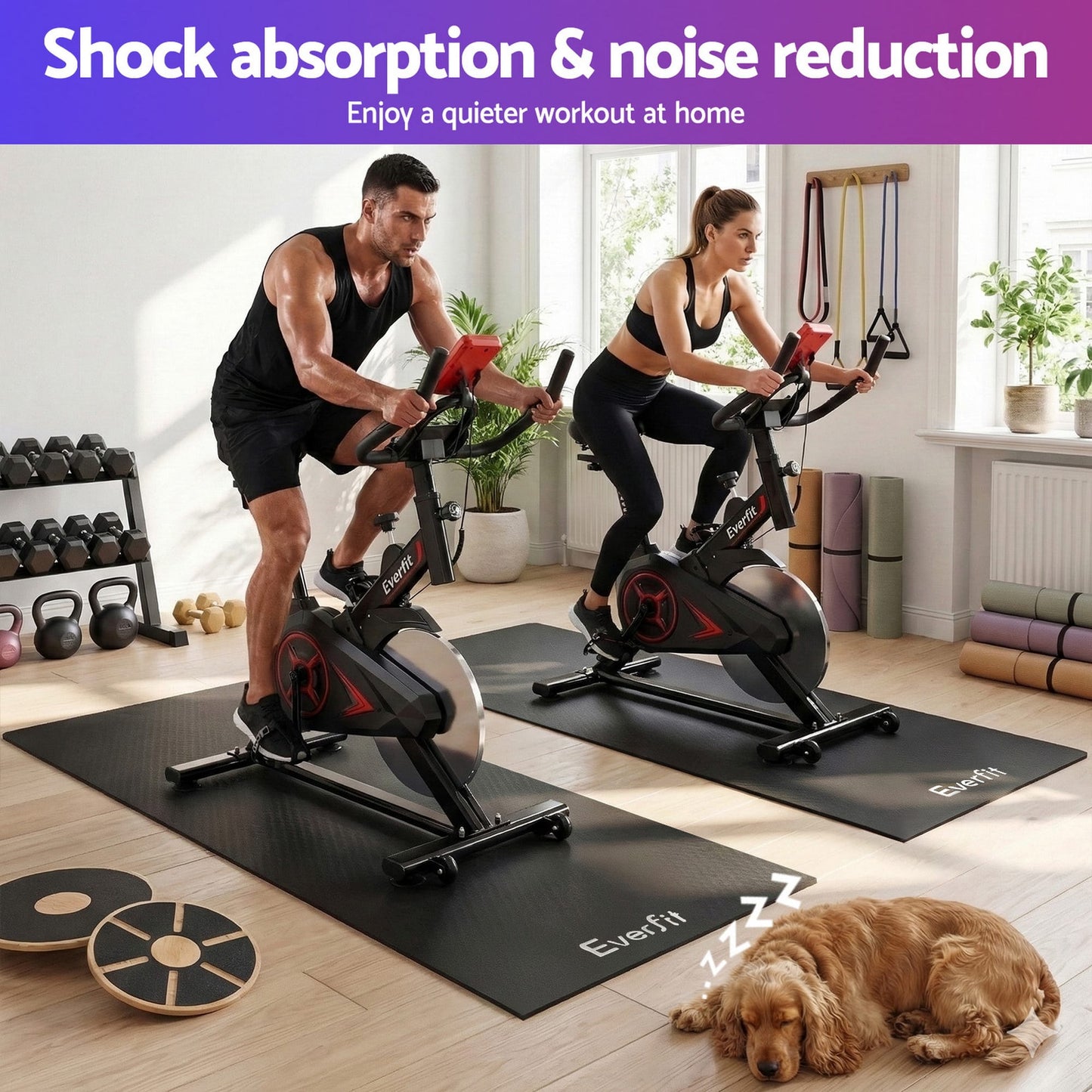 Alona.com.au Sports & Fitness > Exercise, Gym & Fitness > Gym Mats Everfit Exercise Equipment Mat Treadmill Floor Rug Home Gym Fitness Yoga 1.8M