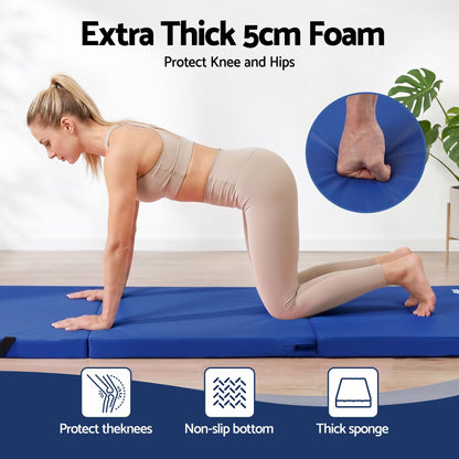 Alona.com.au Sports & Fitness > Exercise, Gym & Fitness > Gymnastics Everfit 180x60cm Gymnastics Mats Folding Exercise Floor Mat Portable 3 Fold Tumbling Mat Blue