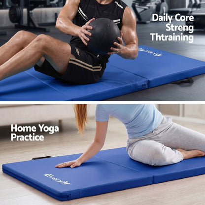 Alona.com.au Sports & Fitness > Exercise, Gym & Fitness > Gymnastics Everfit 180x60cm Gymnastics Mats Folding Exercise Floor Mat Portable 3 Fold Tumbling Mat Blue
