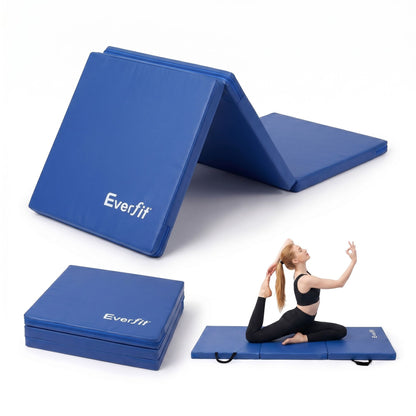 Alona.com.au Sports & Fitness > Exercise, Gym & Fitness > Gymnastics Everfit 180x60cm Gymnastics Mats Folding Exercise Floor Mat Portable 3 Fold Tumbling Mat Blue