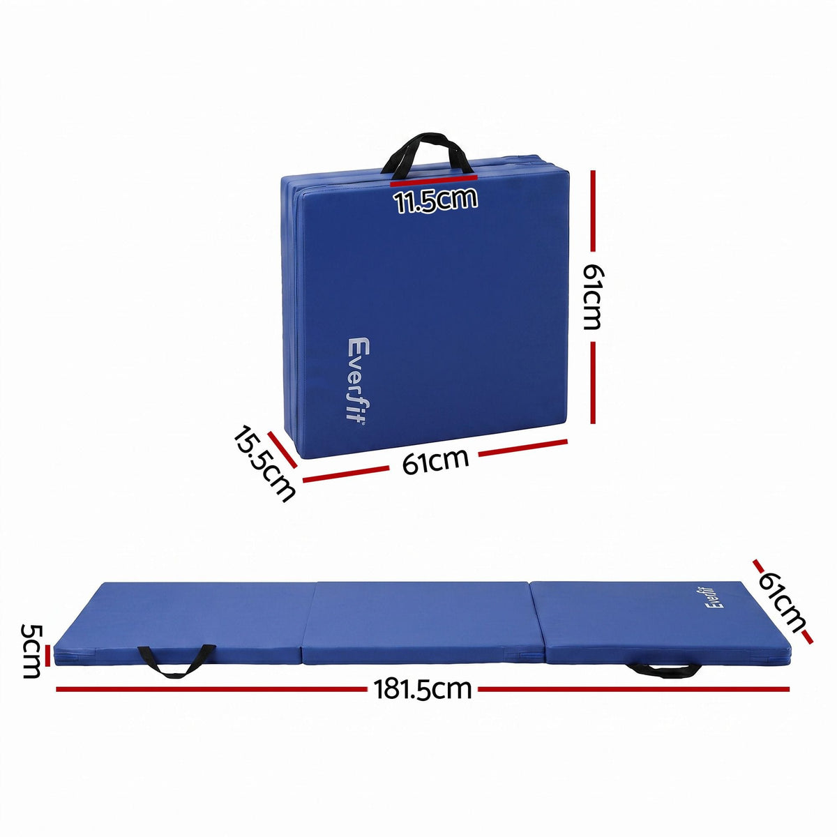 Alona.com.au Sports & Fitness > Exercise, Gym & Fitness > Gymnastics Everfit 180x60cm Gymnastics Mats Folding Exercise Floor Mat Portable 3 Fold Tumbling Mat Blue