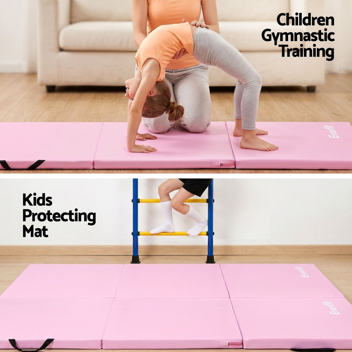 Alona.com.au Sports & Fitness > Exercise, Gym & Fitness > Gymnastics Everfit 180x60cm Gymnastics Mats Folding Exercise Floor Mat Portable 3 Fold Tumbling Mat Pink