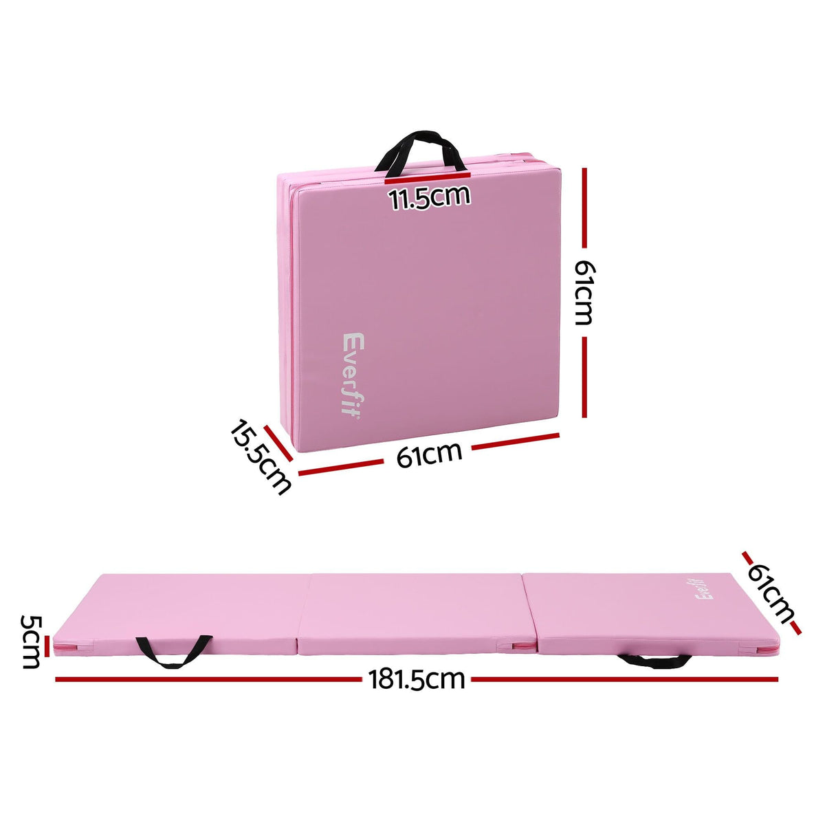 Alona.com.au Sports & Fitness > Exercise, Gym & Fitness > Gymnastics Everfit 180x60cm Gymnastics Mats Folding Exercise Floor Mat Portable 3 Fold Tumbling Mat Pink