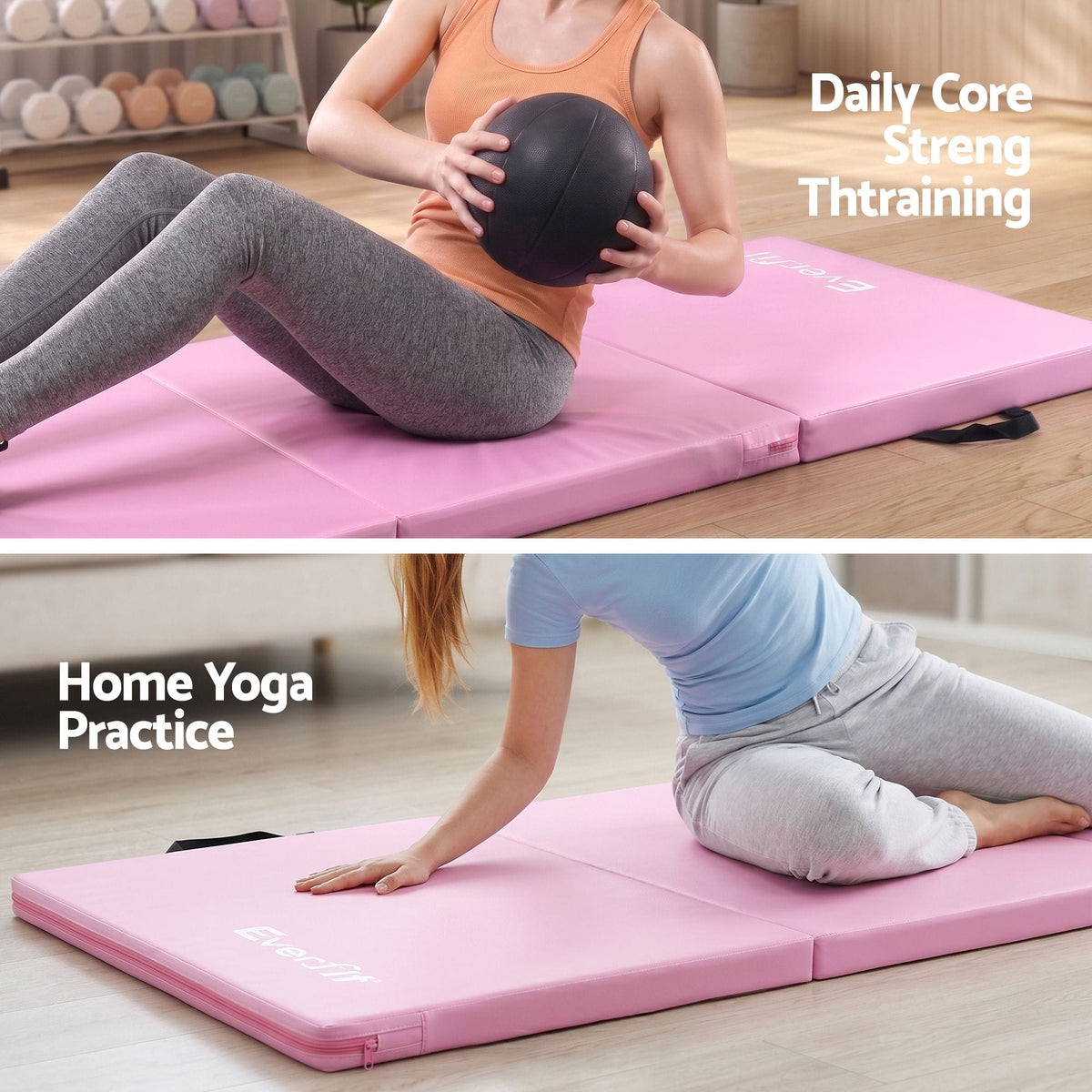 Alona.com.au Sports & Fitness > Exercise, Gym & Fitness > Gymnastics Everfit 180x60cm Gymnastics Mats Folding Exercise Floor Mat Portable 3 Fold Tumbling Mat Pink