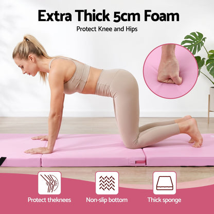 Alona.com.au Sports & Fitness > Exercise, Gym & Fitness > Gymnastics Everfit 180x60cm Gymnastics Mats Folding Exercise Floor Mat Portable 3 Fold Tumbling Mat Pink