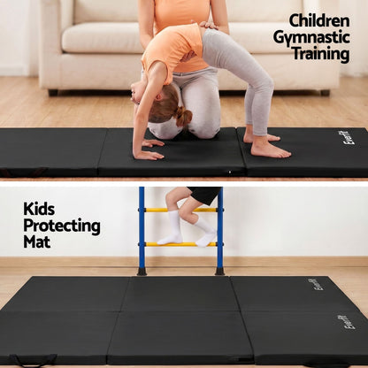 Alona.com.au Sports & Fitness > Exercise, Gym & Fitness > Gymnastics Everfit Gymnastics Mats Folding Exercise Floor Mat Portable 3 Fold Tumbling Mat Black
