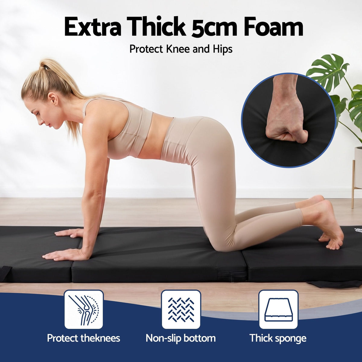 Alona.com.au Sports & Fitness > Exercise, Gym & Fitness > Gymnastics Everfit Gymnastics Mats Folding Exercise Floor Mat Portable 3 Fold Tumbling Mat Black