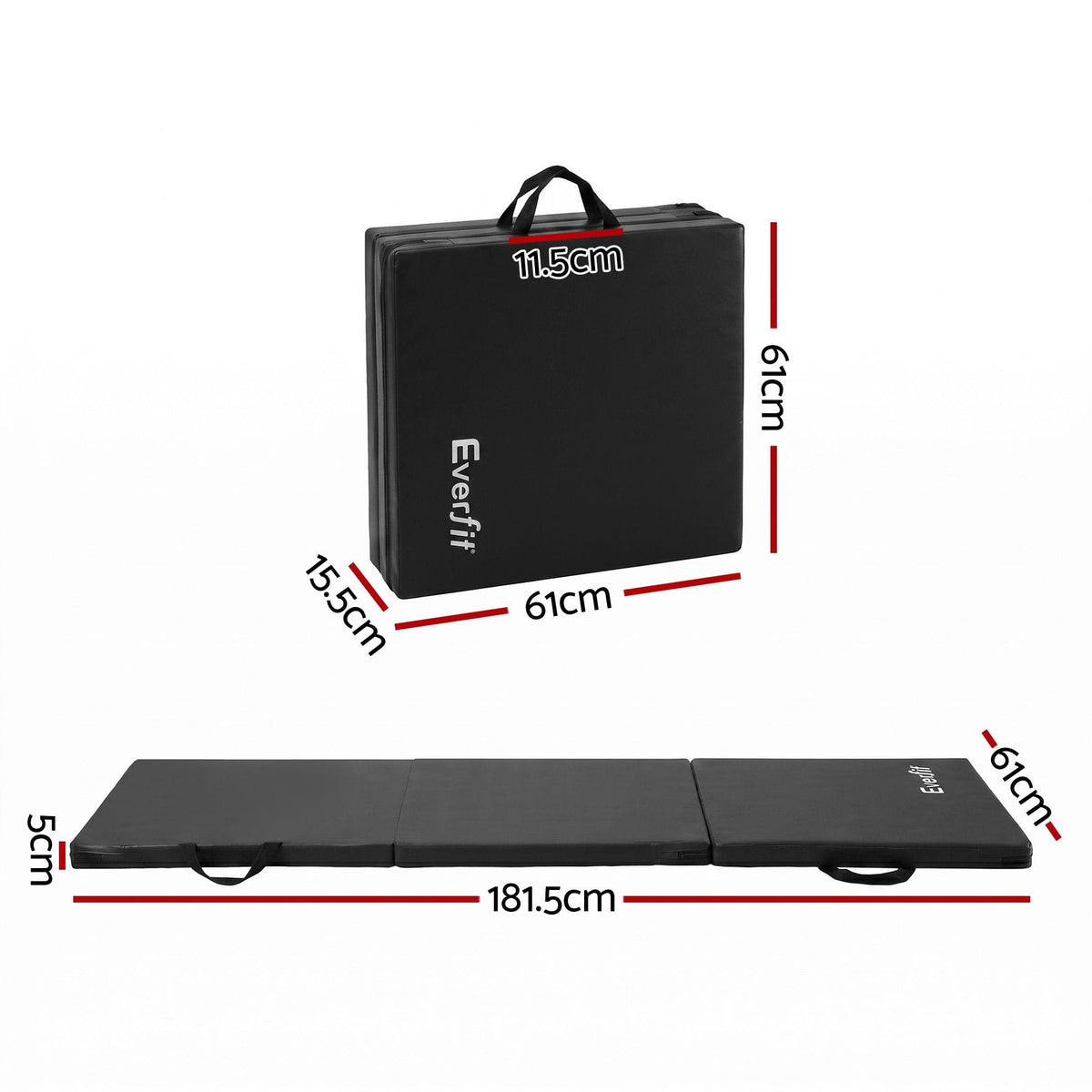 Alona.com.au Sports & Fitness > Exercise, Gym & Fitness > Gymnastics Everfit Gymnastics Mats Folding Exercise Floor Mat Portable 3 Fold Tumbling Mat Black
