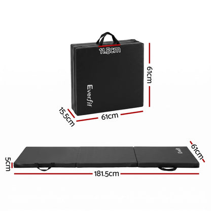 Alona.com.au Sports & Fitness > Exercise, Gym & Fitness > Gymnastics Everfit Gymnastics Mats Folding Exercise Floor Mat Portable 3 Fold Tumbling Mat Black