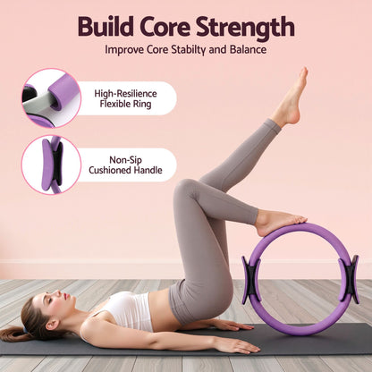 Alona.com.au Sports & Fitness > Exercise, Gym & Fitness > Yoga & Pilates Everfit Pilates Ring Set for Women, 15pcs Home Workout Pilates Equipment with Ring, Ball, Yoga Socks, D-Ring etc. Pilates Starter Kit for Strength, Toning and Flexibility Purple