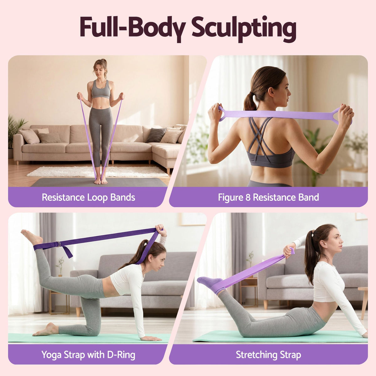Alona.com.au Sports & Fitness > Exercise, Gym & Fitness > Yoga & Pilates Everfit Pilates Ring Set for Women, 15pcs Home Workout Pilates Equipment with Ring, Ball, Yoga Socks, D-Ring etc. Pilates Starter Kit for Strength, Toning and Flexibility Purple