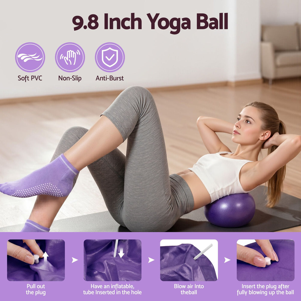 Alona.com.au Sports & Fitness > Exercise, Gym & Fitness > Yoga & Pilates Everfit Pilates Ring Set for Women, 15pcs Home Workout Pilates Equipment with Ring, Ball, Yoga Socks, D-Ring etc. Pilates Starter Kit for Strength, Toning and Flexibility Purple