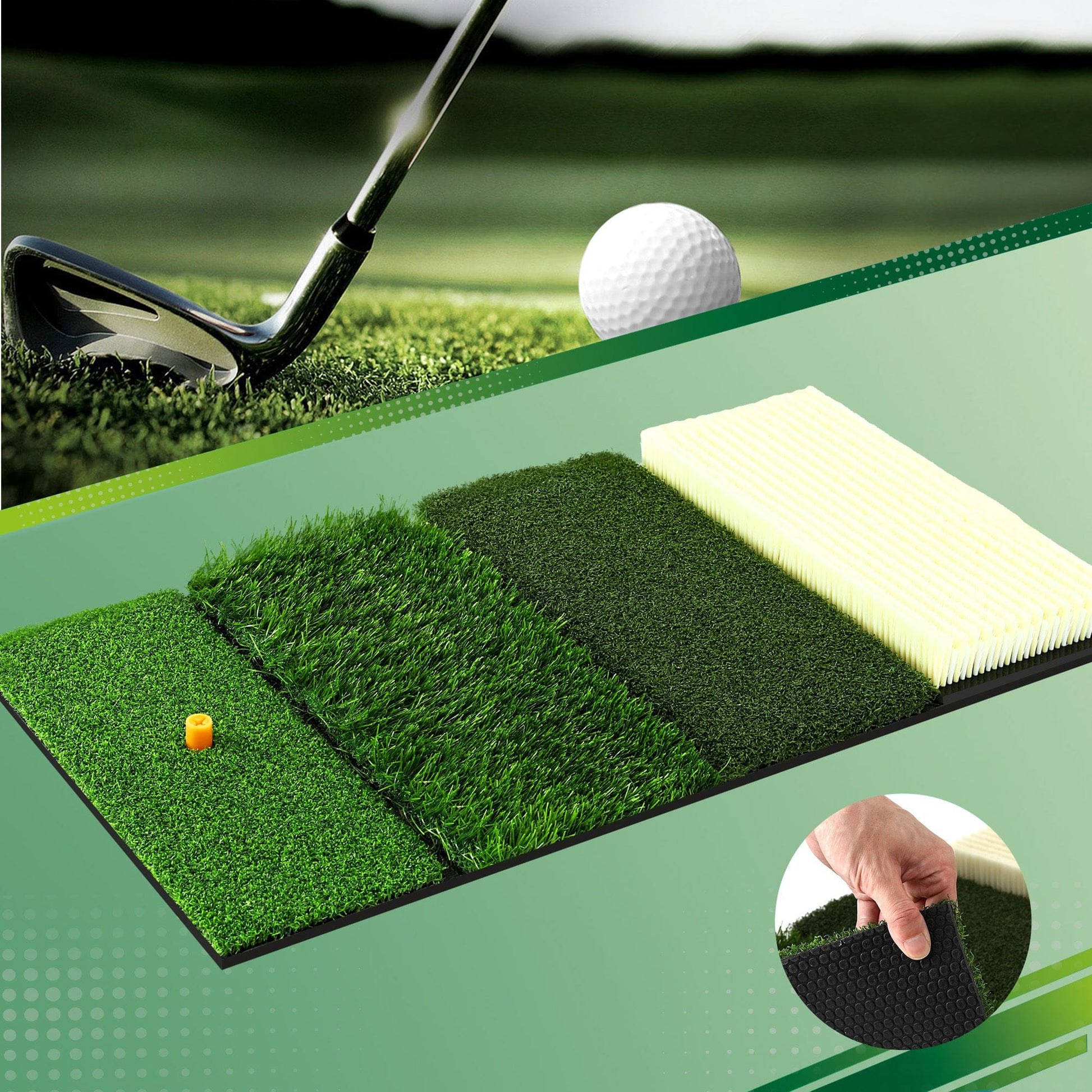 Alona.com.au Sports & Fitness > Golf > Golf Accessories Everfit Golf Hitting Mat Practice Turf 4 in 1 Foldable Training Aid Backyard