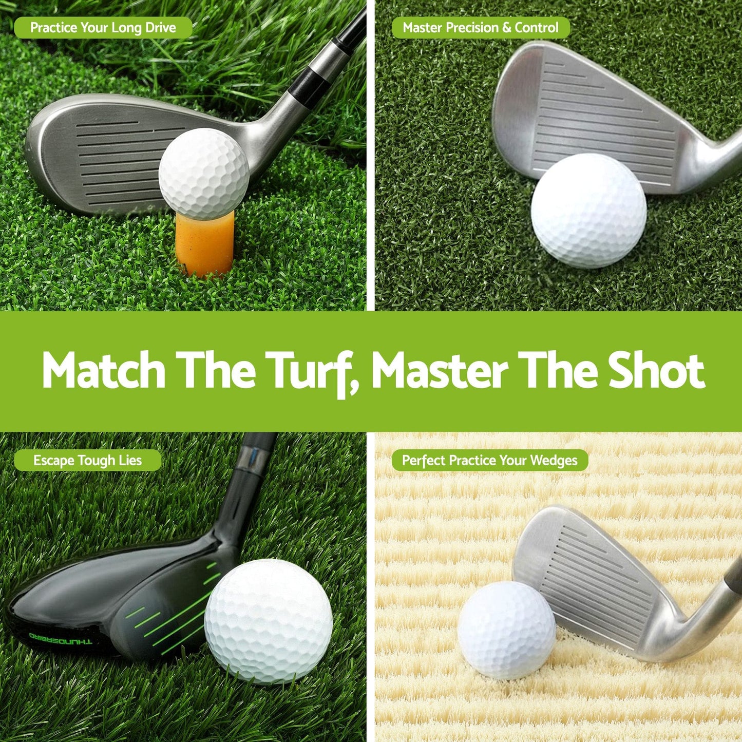 Alona.com.au Sports & Fitness > Golf > Golf Accessories Everfit Golf Hitting Mat Practice Turf 4 in 1 Foldable Training Aid Backyard