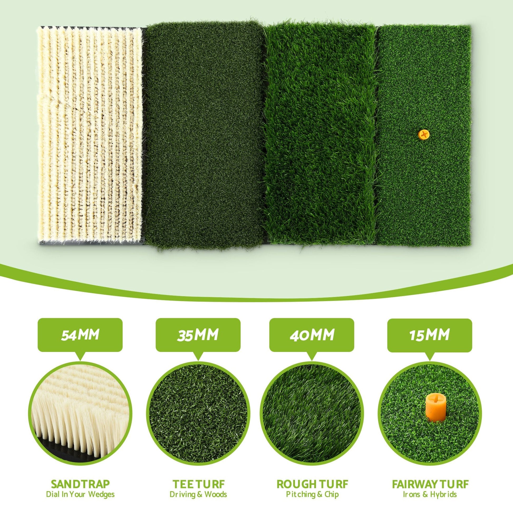 Alona.com.au Sports & Fitness > Golf > Golf Accessories Everfit Golf Hitting Mat Practice Turf 4 in 1 Foldable Training Aid Backyard